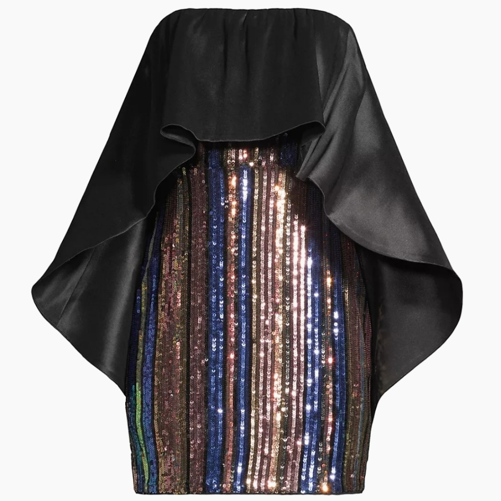 One33 Social Sequined Stripe Cape Minidress, Gold, Purple, Glamourous, NWT, 6 - Picture 6 of 8